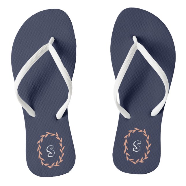 Modern Navy Add Your Monogram Flip Flop (Footbed)