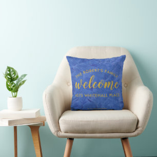 Modern Navy and Gold Personalised Name Cushion
