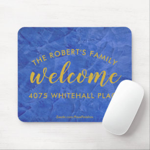 Modern Navy and Gold Personalised Name Mouse Pad