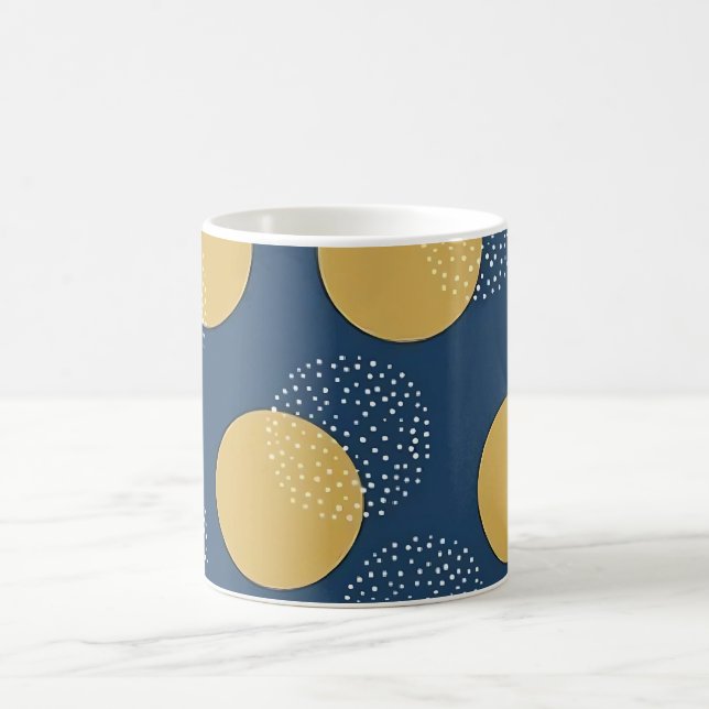 Modern Navy and Gold Polka Dot Coffee Mug (Center)