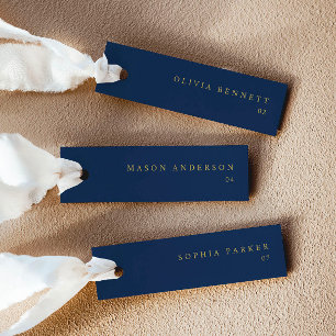 Modern Navy and Gold Wedding Name Place Cards