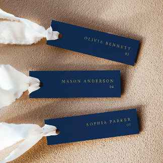 Modern Navy and Gold Wedding Name Place Cards