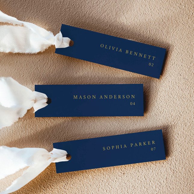 Modern Navy and Gold Wedding Name Place Cards (Delivered untrimmed)