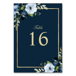 modern navy and gold wedding table number
