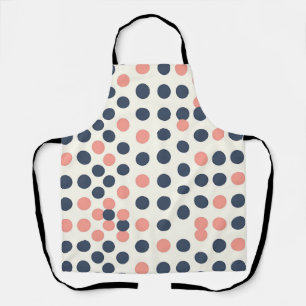Modern Navy and Peach Geometric Polka Dot Apron