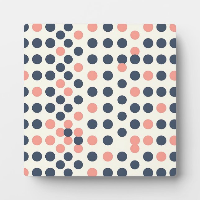Modern Navy and Peach Geometric Polka Dot  Plaque (Front)