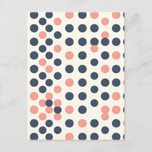 Modern Navy and Peach Geometric Polka Dot Postcard