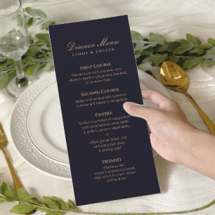 Modern Navy and Rose Gold Wedding Menu