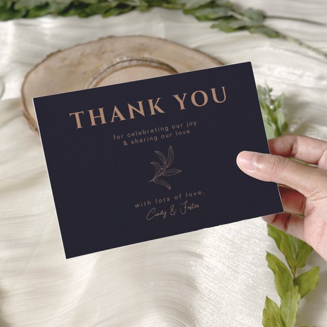 Modern Navy and Rose Gold Wedding Thank You Card (Creator Uploaded)
