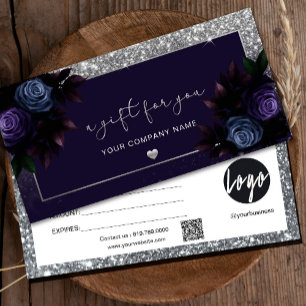 Modern Navy And Silver Add Logo Gift Certificate