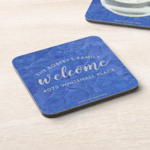 Modern Navy and Silver Personalised Name Coaster