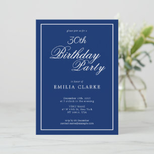 Modern Navy Birthday Party Invitations for Adults