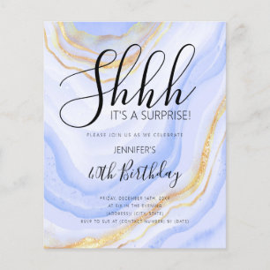 Modern Navy Blue 40th Birthday Watercolor Glitter