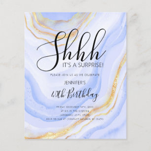 Modern Navy Blue 40th Birthday Watercolor Glitter Flyer