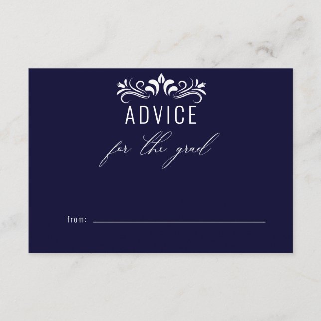 Modern Navy Blue Advice For The Graduate  Enclosure Card (Front)