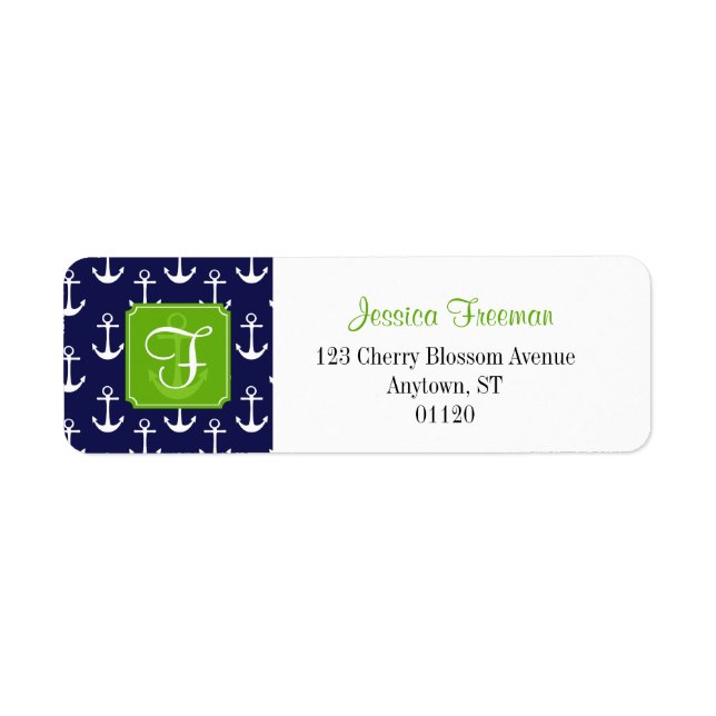Modern Navy Blue Anchors Pattern Personalised (Front)