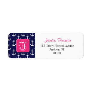 Modern Navy Blue Anchors Pattern Personalised