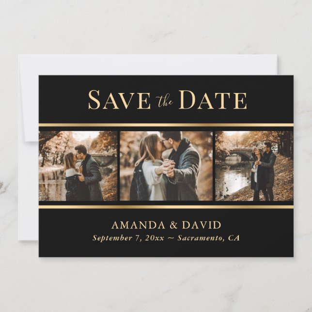 Modern Navy Blue and Blush Pink Wedding Photo Save The Date (Front)