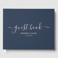 Modern Navy Blue and Blush Script Wedding
