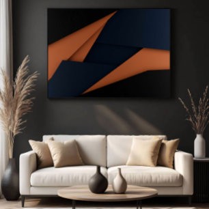Modern Navy Blue and Copper Geometric Poster