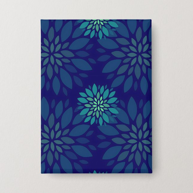 Modern Navy Blue and Green Floral Leaves Pattern (Front)