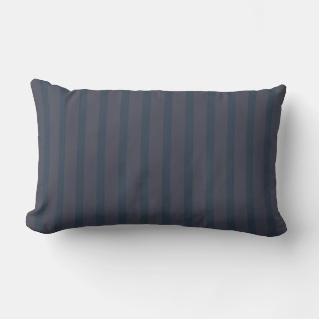 Modern Navy Blue and Plum Stripe Lumbar Pillow (Front)