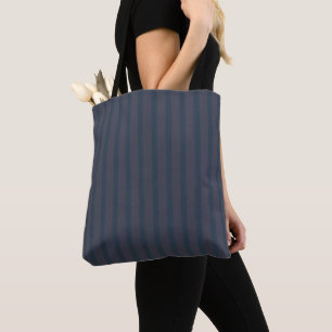 Modern Navy Blue and Plum Stripe Tote Bag