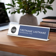 Modern Navy Blue and White - Add Logo, Name, Title