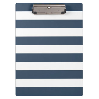 Modern Navy Blue and White Bold Stripes Pattern Clipboard
