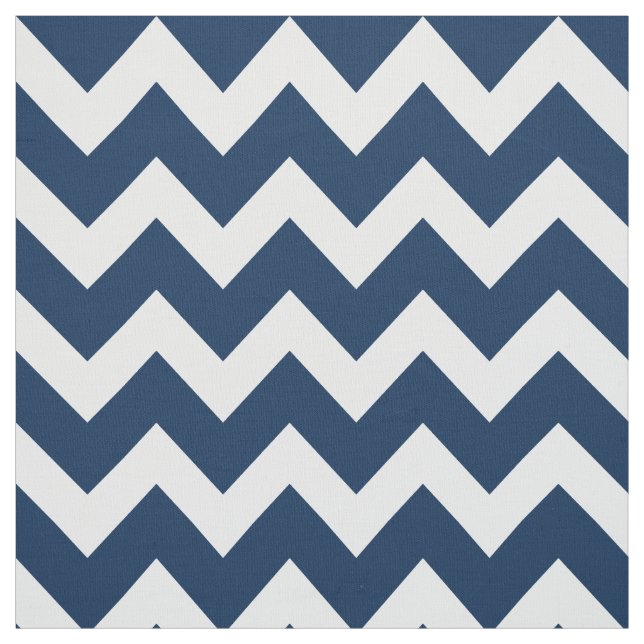 Modern Navy Blue and White Chevron Stripes Pattern Fabric (Swatch)