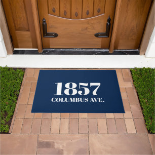 Modern navy blue and white elegant  doormat