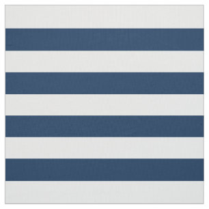 Modern Navy Blue and White Horizontal Stripes Fabric