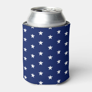 Modern navy blue and white stars pattern  can cooler