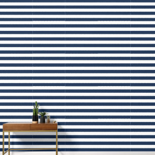 Modern Navy Blue And White Stripes Wallpaper