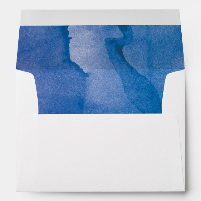 Modern Navy Blue Artistic Watercolor Envelope (Back (Bottom))