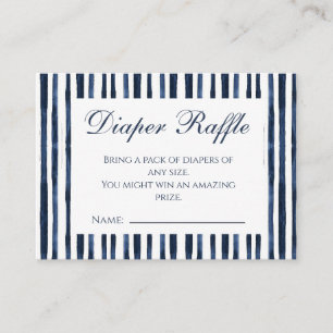 Modern Navy Blue Baby Shower Diaper Raffle Enclosure Card