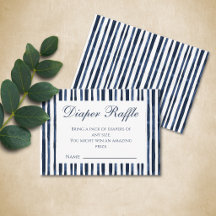 Modern Navy Blue Baby Shower Diaper Raffle