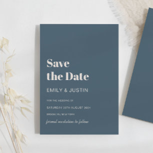 Modern Navy Blue Beige Save the Date Wedding  Invitation