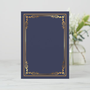 Modern Navy Blue Blank Invitation with Frame Accen