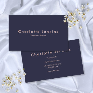 Modern Navy Blue Blush Pink Professional Business Card