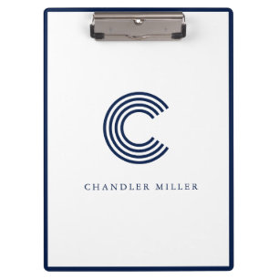 Modern Navy Blue Border Custom Stationery Clipboard