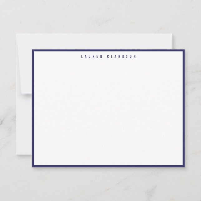 Modern Navy Blue Border Note Card (Front)