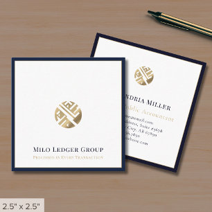 Modern Navy Blue Border Square Business Card