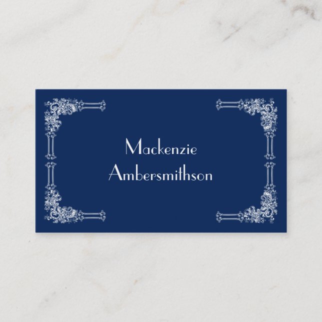 Modern Navy Blue Business Card (Front)
