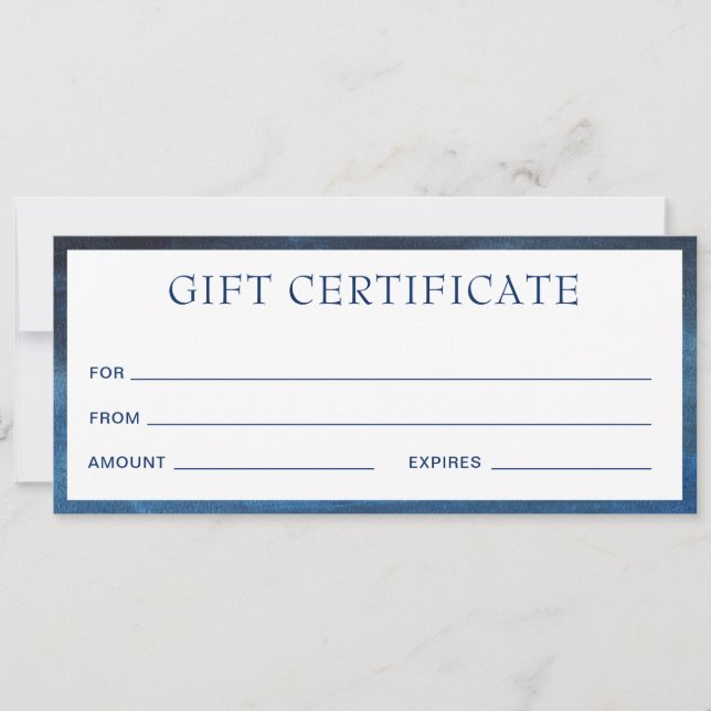 Modern Navy Blue Business Gift Certificate (Front)