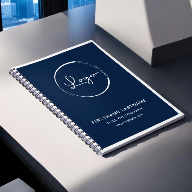 Modern Navy Blue Business Professional Logo Name Notebook (Creator Uploaded)