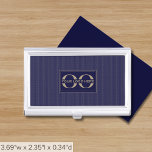Modern Navy Blue Company Logo Business Card Holder<br><div class="desc">Elevate your networking game with this simple,  modern professional business card case. The subtle navy blue patterned background showcases your logo framed in navy blue with golden accents. Stay organised and make a lasting impression with this stylish accessory.</div>