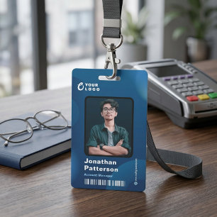 Modern Navy Blue Corporate Employee ID Badge