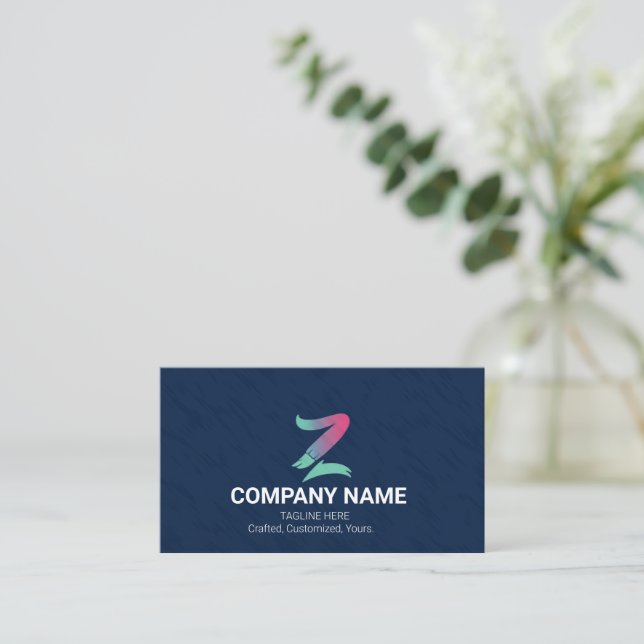 Modern Navy Blue Creative Gradient Logo  Business Card (Standing Front)