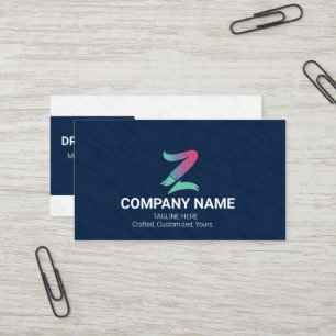 Modern Navy Blue Creative Gradient Logo Business Card